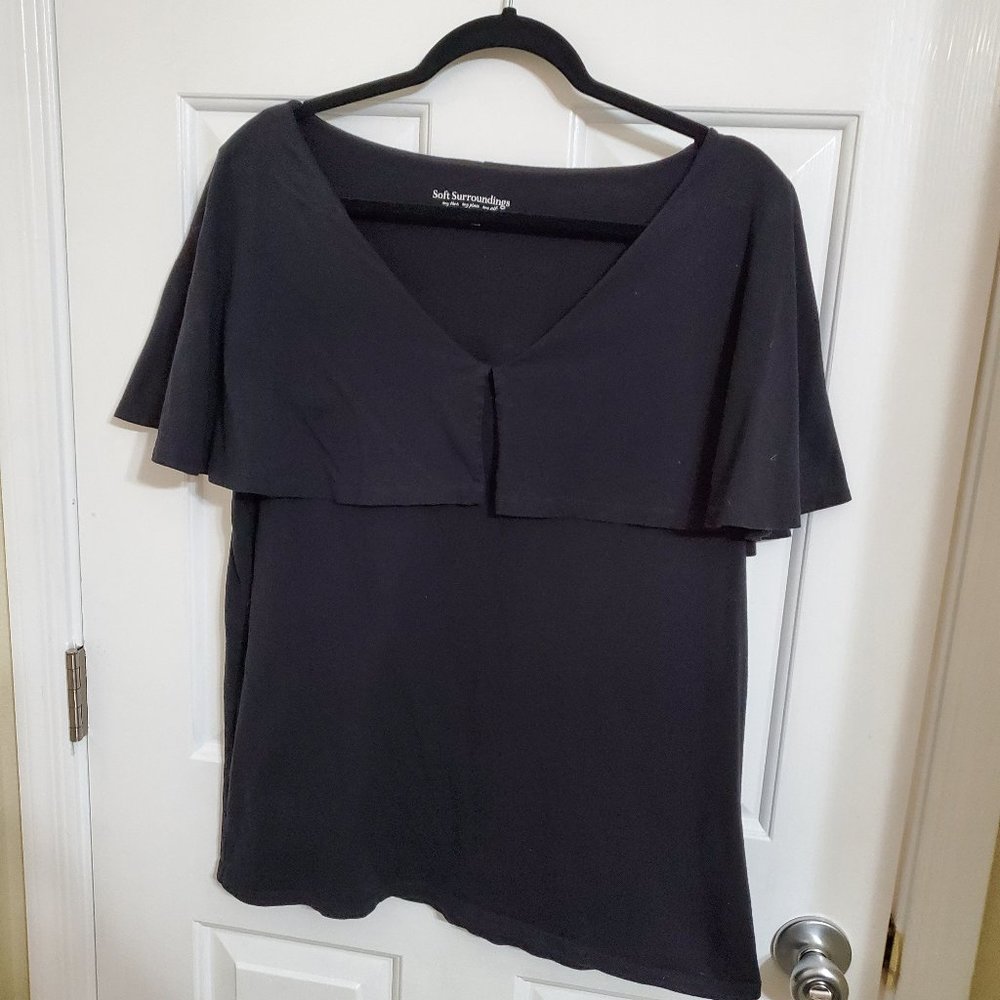 Soft Surroundings Cotton Knit Collar Capelet Top Sz XL Washable